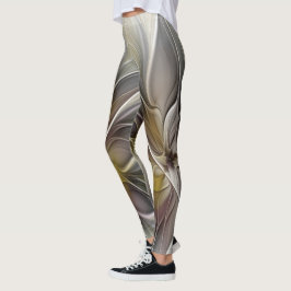Blommig fraktal, fantasiblomma med jordfärger leggings