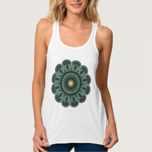 Blommig fraktal mandala linne med racerback