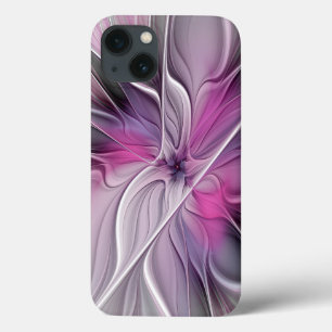 Blommig Fraktal Modern Abstrakt Blomma Rosa Grå