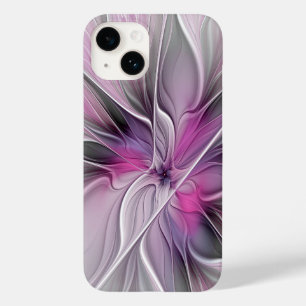 Blommig Fraktal Modern Abstrakt Blomma Rosa Grå