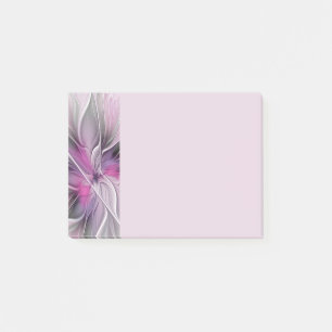 Blommig Fraktal Modern Abstrakt Blomma Rosa Grå Post-it Block