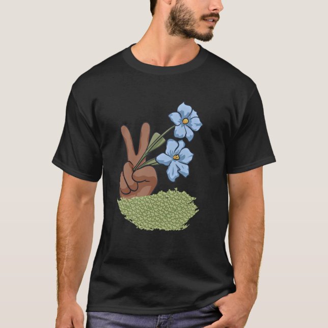 Blommig Fredstecken Sprider Kärlek och Vänlighet S T Shirt (Framsida)