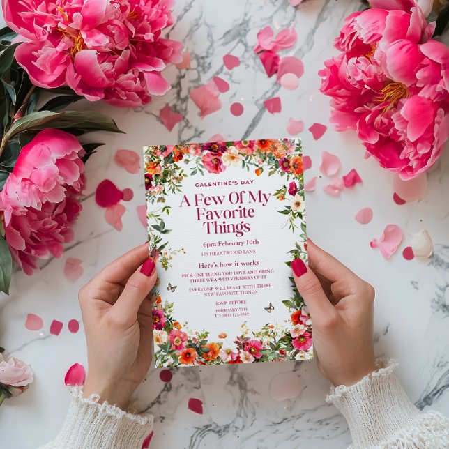 Blommig Galentine Alla hjärtans dags-inbjudan Julkort (Galentine's Invitation)