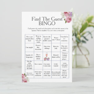 Blommig Gästernas Bröllopsdusch Bingo spel Inbjudningar