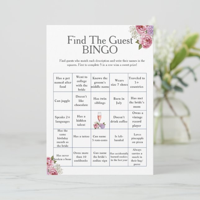 Blommig Gästernas Bröllopsdusch Bingo spel Inbjudningar (Stående Fram)