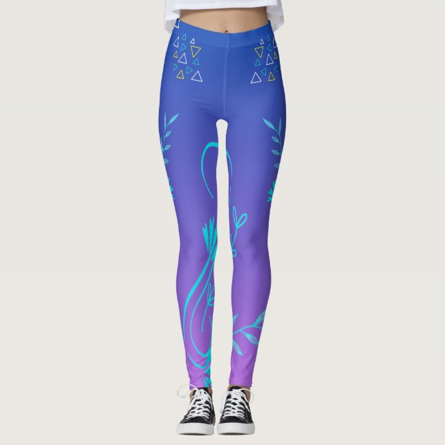Blommig Geometrisk Gradient Leggings (Framsida)