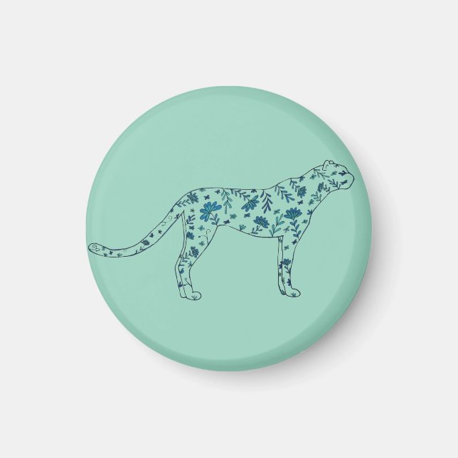 Blommig gepard magnet (Framsidan)
