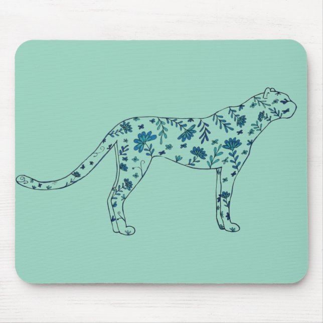 Blommig gepard musmatta (Framsidan)