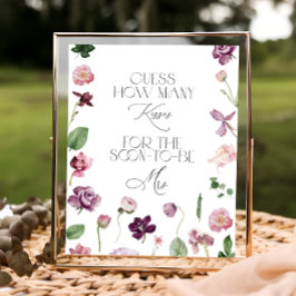 Blommig Gissa Hur Många Pussar Bröllopsfest Spel P Poster
