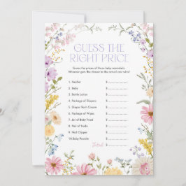 Blommig Gissa Rätt Pris Baby Shower Spelkort Inbjudningar