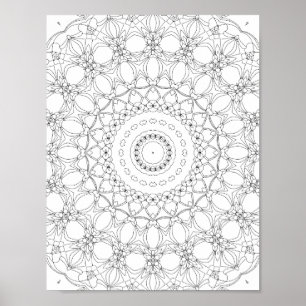 Blommig Gitter Kalejdoskop Färgsida Design Poster