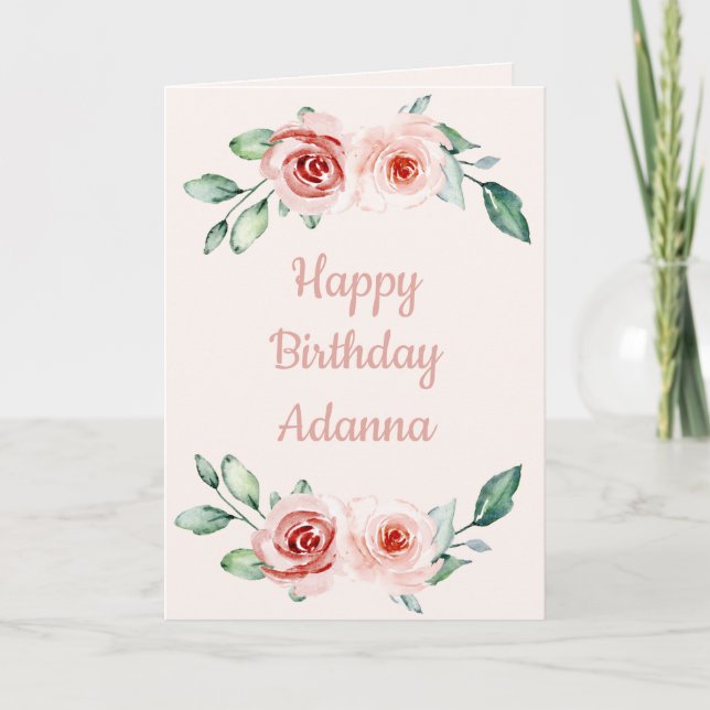 Blommig Glad födelsedag min älskling Kort (Framsida)