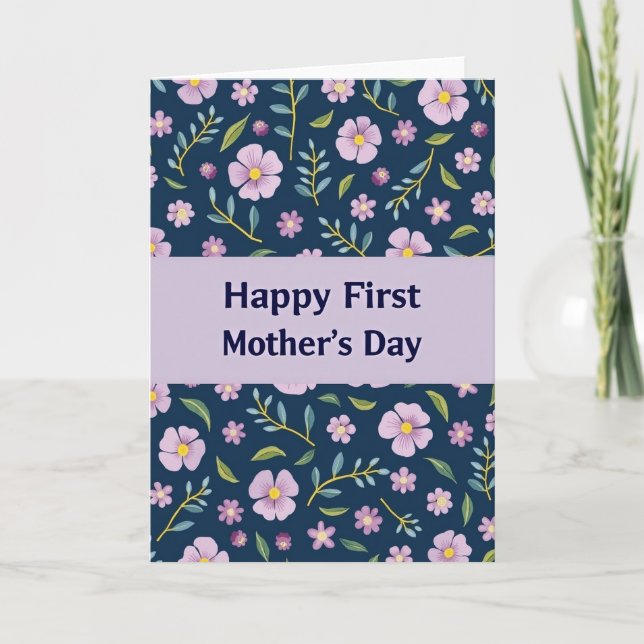 Blommig Glad Första Mors Dag-kort Kort (Framsida)