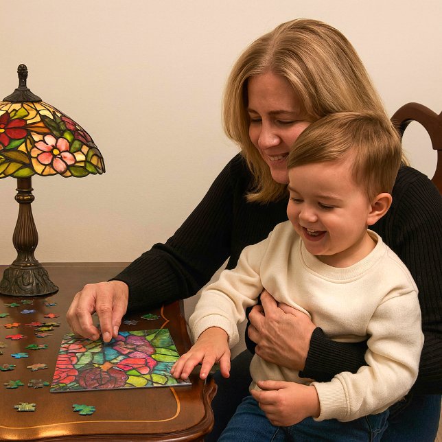 Blommig glasmålningspussel pussel (Create cozy moments with this stained glass floral puzzle an engaging, heartfelt gift for all ages.)