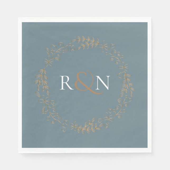 Blommig gloria lagerkrans monogram pappersservett (Framsidan)