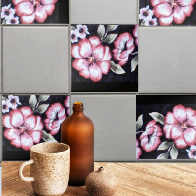 Blommig gobeläng kakelplatta (Add a touch of the garden to your wall decor, with these May Bloom Ceramic Tiles!)