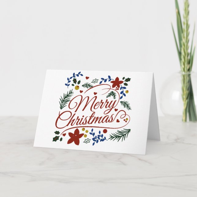 Blommig God Jul  Kort (Framsida)