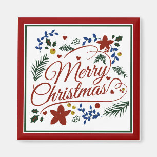 Blommig God Jul Magnet