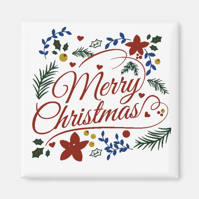 Blommig God Jul   Magnet (Framsidan)