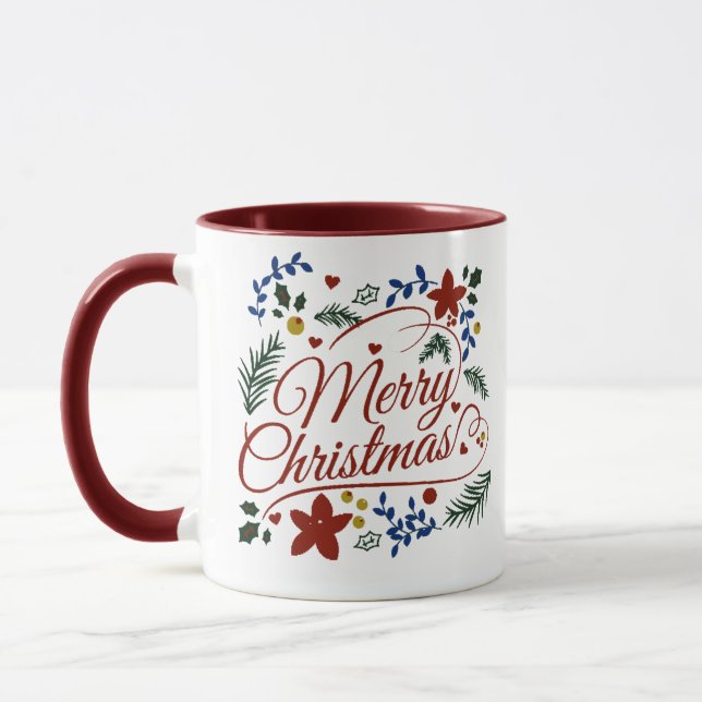 Blommig God Jul Mugg (Vänster)
