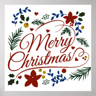 Blommig God Jul Poster
