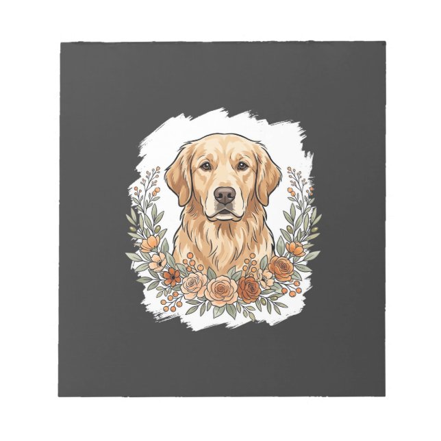 Blommig Golden Retriever Sublimering Anteckningsblock (Framsida)