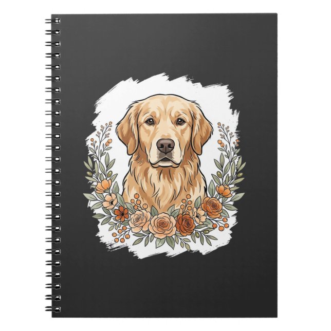 Blommig Golden Retriever Sublimering Anteckningsbok (Framsidan)