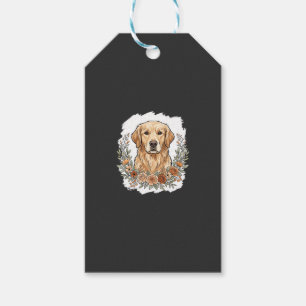Blommig Golden Retriever Sublimering Presentetikett