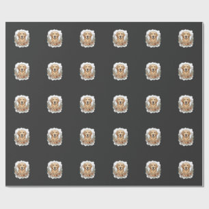 Blommig Golden Retriever Sublimering Presentpapper
