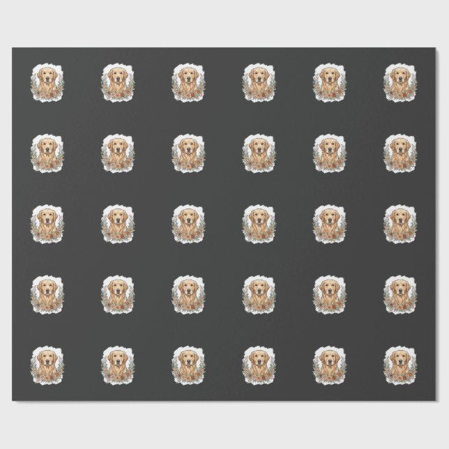 Blommig Golden Retriever Sublimering Presentpapper (Platt)
