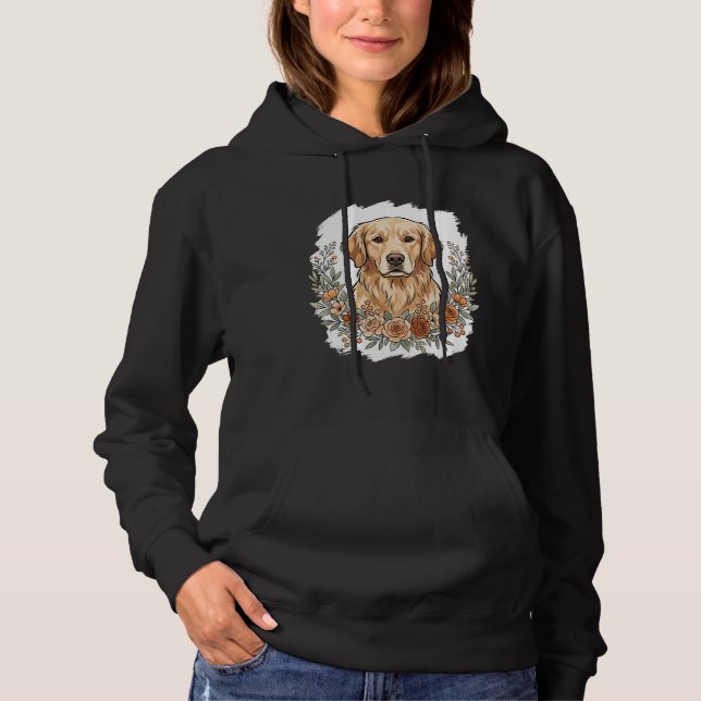 Blommig Golden Retriever Sublimering T Shirt (Framsida)