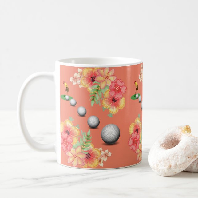 Blommig Golfgolfbollar Mugg (Med munk)