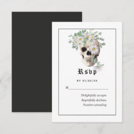 Blommig gotisk dödskalle bröllop RSVP-kort OSA Kort