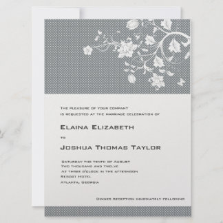 Blommig Grå och Vit på Metallisk Is Inbjudningar
