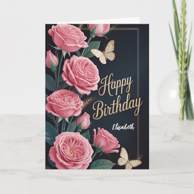Blommig Grattis på födelsedagen Kort (Framsida)