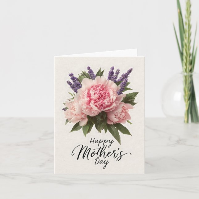Blommig "Grattis på mors dag" hälsning  Helgkort (Framsida)