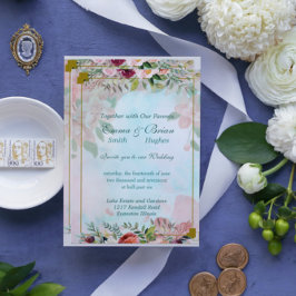 Blommig Grön Elegant Inbjudan