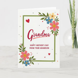 Blommig grön kant Mors dag-kort Kort
