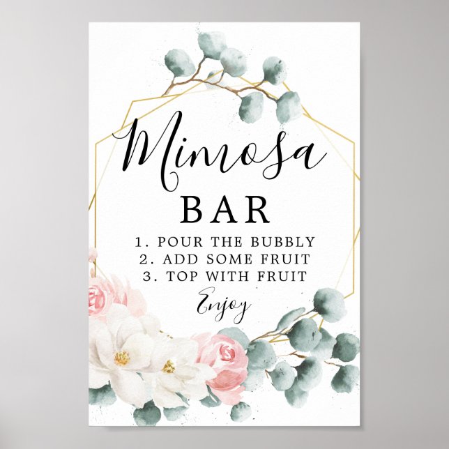 Blommig Grönska Mimosa Barskylt Poster (Framsidan)