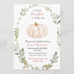 Blommig grönska Pumpa baby shower Inbjudningar