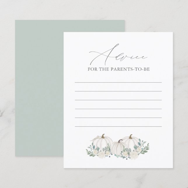 Blommig Grönska Pumpa Baby Shower Rådkort (Fram/baksida)