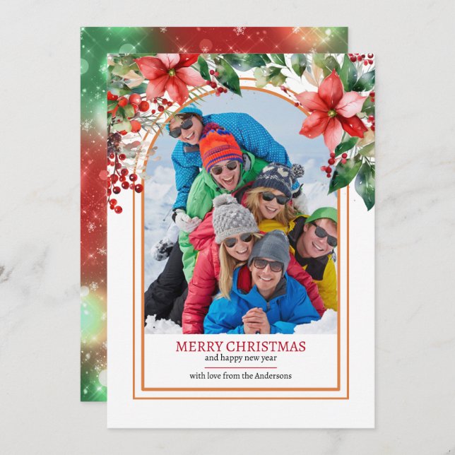 Blommig Grönska Skapa Ditt Eget Anpassade Foto  Julkort (Fram/baksida)