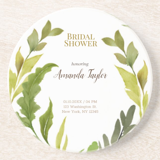 Blommig grönska vattenfärg elegant bröllopsdusch underlägg (Framsidan)