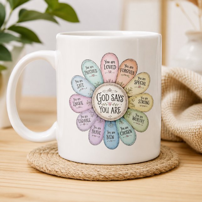 Blommig Gud Säger Att Du Är Bekräftelse Specialmug Jumbo Mugg (Skapare uppladdad)