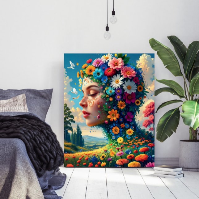 Blommig Gudinna Surrealistisk Konstaffisch Poster (Skapare uppladdad)