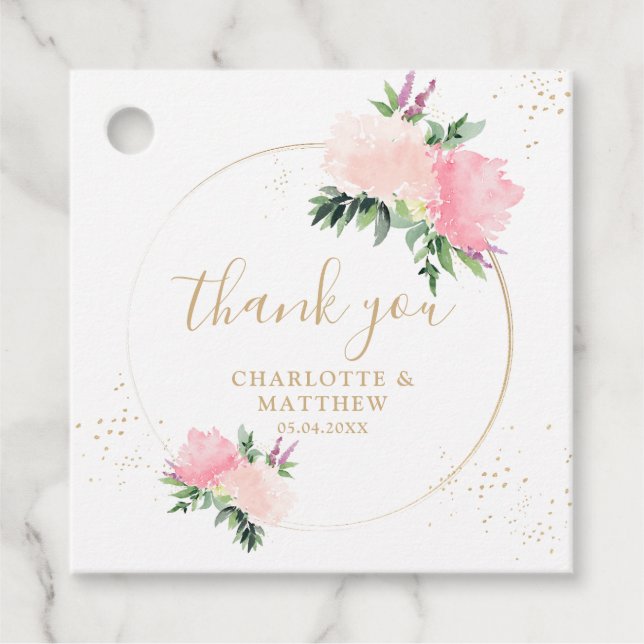 Blommig guld tack  gåvor etiketter (Framsida)