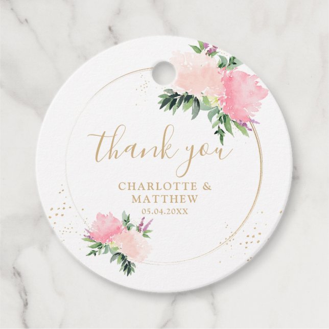 Blommig guld tack  gåvor etiketter (Framsida)