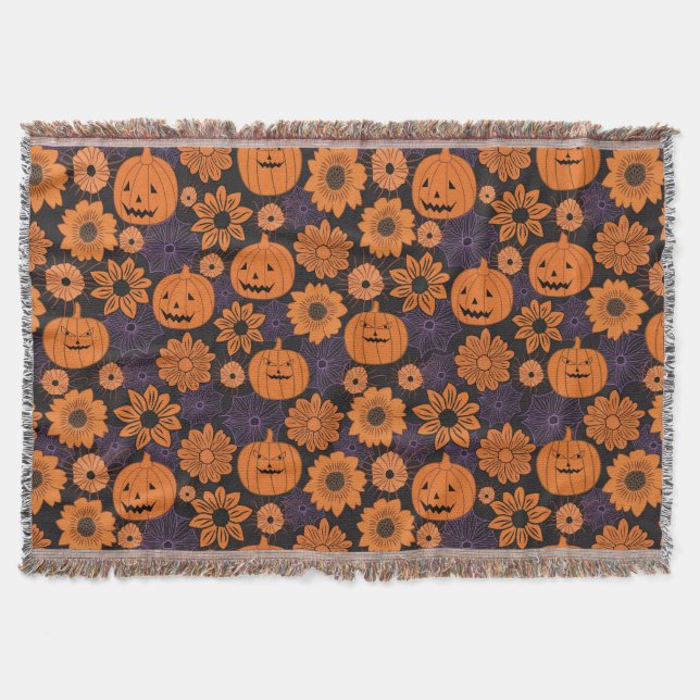 Blommig Halloween Filt (Framsidan)