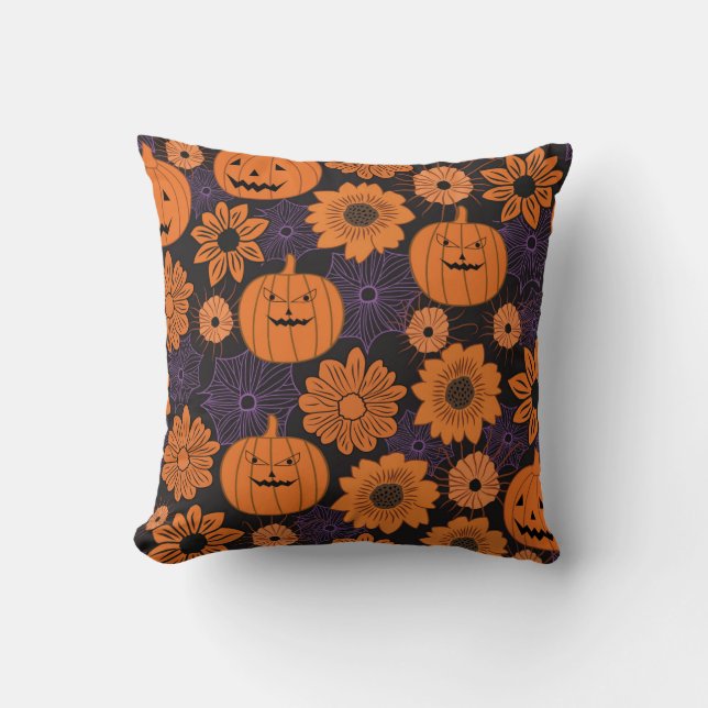 Blommig Halloween Kudde (Framsida)