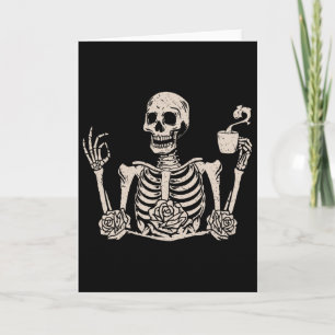 Blommig Halloween Kvinnor Män Rolig Skelett Dricke Kort